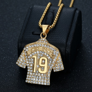 Hip-Hop Fußballstar Neymars Nr.19 Trikot Wasserdichte Anlauffreie Edelstahl-Schmuckanhänger Halsketten für Männer und Frauen - Product Image 3