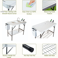 Tables à filet pliantes avec 2 éviers et accessoires de luxe pour camping en plein air pique-nique barbecue fête événement