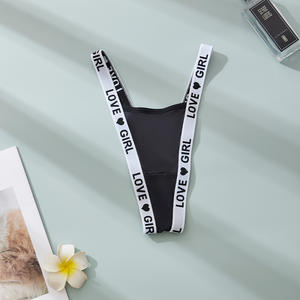 Tanga de mujer sexy de talle bajo con refuerzo de algodón, cómoda, transpirable, estilo hipster, con estampado de letras único, sencilla, deportiva y encantadora. - Product Image 6
