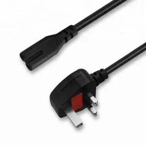 בריטניה תקן 3pin Plug Iec C7 מחבר דמות 8 ראשי עופרת Ac כבל חשמל כבל עבור מחשב נייד