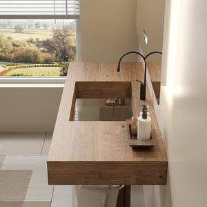 Rock Slab <span class=keywords><strong>Fondo</strong></span> de vidrio transparente Baño Gabinete estriado Combinación Luz Lujo Gama alta Personalización Tocador texturizado - Product Image 3