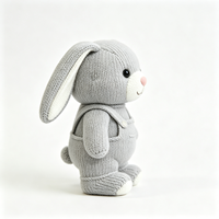 Jouet en peluche tricoté lapin gris mignon, personnalisable, dessin animé, animal en peluche doux, poupée 15cm/20cm/25cm, vente en gros, jouet en peluche personnalisé