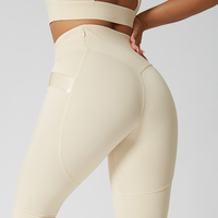 Leggings de yoga taille haute unis, respirants, grande taille, sans couture avant, avec poche arrière zippée, effet push-up, vente en gros