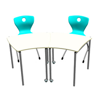 Meubles scolaires modernes et confortables en MDF/HPL, table irrégulière avec roulettes pivotantes, ensembles de bureaux et de chaises pour étudiants