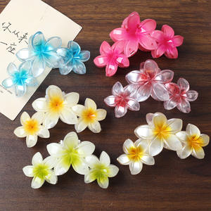 3 pcs/सेट तीन फूलों के सिर की क्लिप रंगीन पारदर्शी सुंदर महिला शार्क के पंजे एसीटेट बड़े प्लूरिया - Product Image 4