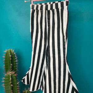 Pantalons à pattes d'éléphant pour enfants, rayés noir et blanc, nouvelle collection 2022, très tendance, jeans en denim élastique - Product Image 2