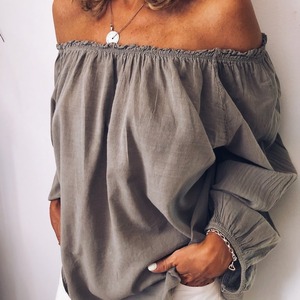 女式亚麻正式办公室刺绣弹力素色正式针织 - Product Image 1