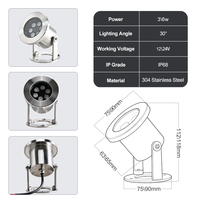 Projecteur LED Submersible RVB à Changement de Couleur Ra80 12V 24V IP68 en Acier Inoxydable 304 pour Piscine, Étang, Jardin et Cascade