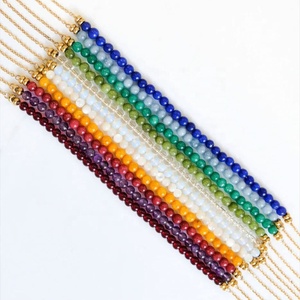 Colliers de mode personnalisés en acier inoxydable avec chaîne d'été, perles de pierre naturelle et perles de cristal colorées, style bohème - Product Image 4