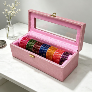 Luxury Bangle Display <b>Box</b>, Flip Lid Design with <b>Bracelet</b> Cushion Roller, Jewelry Storage Case <b>for</b> Ethnic Bangles and Collection - Product Image 5