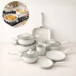High Quality Ceramic Coated <b>Pot</b> Pan Silicone Glass Lids Soft Touch Handle Non Stick 12 Piece Aluminium Cookware <b>Set</b> - Product Image 4