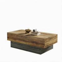 Table basse flottante convertible moderne en bois massif, table centrale en bois épais brun clair pour salon, mobilier de maison