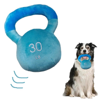 Vente en gros de peluches durables de luxe jouet Kettlebell pour chien jouets sonores en coton pour animaux de compagnie avec accessoires de forme d'haltérophilie