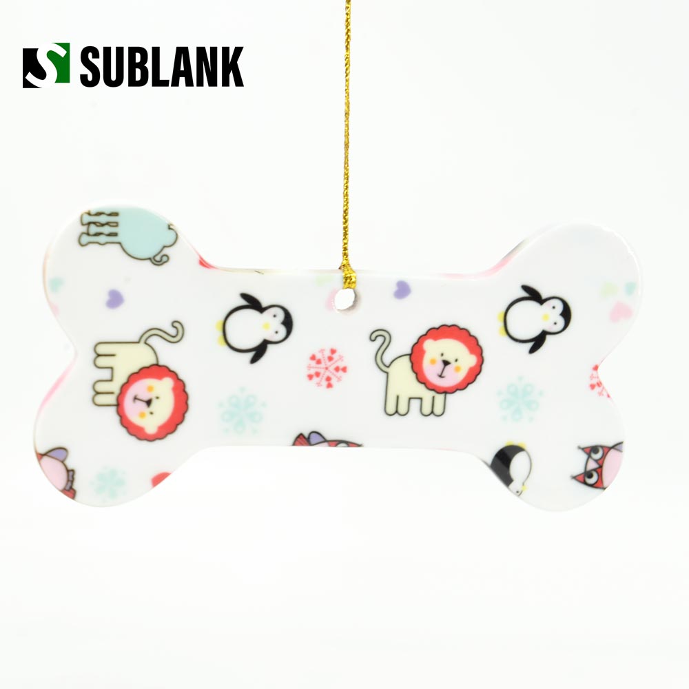 Украшения без рисунка, подвеска для украшения на заказ, рождественское керамическое украшение в форме кости собаки