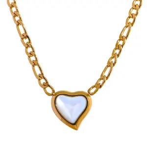 JINYOU-collar con colgante de concha Natural de corazón de acero inoxidable 737 para mujer, Charms románticos, cadena de Metal a prueba de óxido, joyería dorada