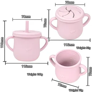 Boil-proof Nontoxic Silicone Baby Training Cup Microwave Safe Silicone Snack Cup Unbreakable Silicone Sippy Cup