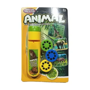 어린이 플라스틱 전기 프로젝션 토치 손전등 장난감 동물 팬더 원숭이 유니콘 물고기 공룡 프로젝터 램프 손전등