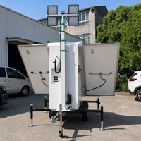Maßgefertigter Solar-Lichtmast mit 4 LED-Flutlichtern, MPPT-Reglern und Elektromast für Öl-, Gas- und Energieunternehmer, Baustellen und Projekte