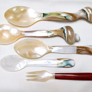 Artisan <b>MOP</b> Inlay Handmade Premium Quality Modern Luxury Lightweight Party Serving Spoon Different <b>Handles</b> Dishwasher Safe - Product Image 1
