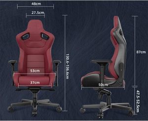 Chaise de jeu ergonomique en cuir PU rouge pour bureaux et chambres, confortable avec pédales - Product Image 5