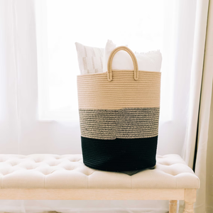 58L Large Woven Boho Storage Basket with Tall Cotton Rope Laundry <strong>Hamper</strong> for Organizing Bathroom Blankets Toys Clothes - Product Image 6