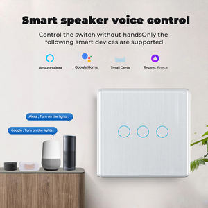 LangYeao nuovo telaio in alluminio vetro spazzolato UK EU 1/<span class=keywords><strong>2</strong></span>/<span class=keywords><strong>3</strong></span> banda relè di tenuta magnetica ZigBee Smart interruttore a parete non neutro senza condensatore - Product Image 3