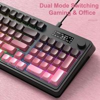 Teclado Inalámbrico OEM ODM S99 Pro con Perilla Multimedia, Retroiluminación RGB Personalizada, 3 Modos, BT24GUSBC, Membrana, para Juegos, Color Crema