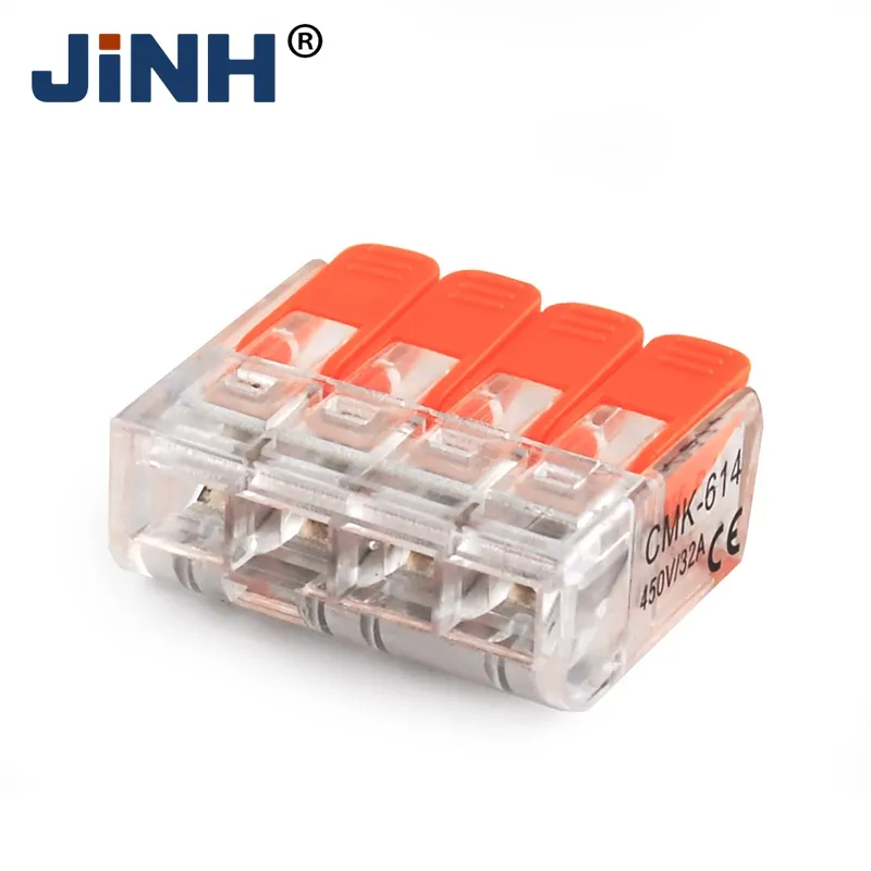 Mini Universal 4P 4 Way Conductor Wiring Push in Quick Wire Connector Lever Splice Electrical Cable Connector