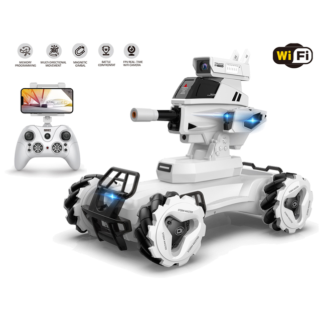 F06 FPV WiFi Camera RC Tank Smart Mecha Remote Control Battle Robot Car with Water Bullet Shooting Charger Included Ready-to-Go