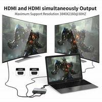 Adaptateur HUB vidéo USB-C vers double HDMI compatible 4K 60Hz pour extension d'écrans, compatible MacBook Pro/Air, ordinateur portable, téléphone portable, tablette