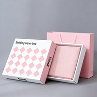 Boîte d'emballage personnalisée pour draps de lit en impression numérique, boîte en carton colorée pour draps de lit avec poignée en corde, matériaux récupérables
