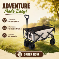 Chariot de pique-nique portable pour camping-car, véhicule de camping, petite remorque pliable, chariot à 4 roues en métal