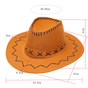 Bán buôn Mỹ Prairie Top hat người đàn ông phụ nữ Đảng bãi biển cưỡi ngựa tùy chỉnh in rộng vành Tây cao bồi hat - Product Image 2