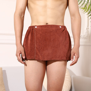 Short de bain pour homme <span class=keywords><strong>en</strong></span> microfibre tissée à séchage rapide, <span class=keywords><strong>avec</strong></span> boutons, serviette portable, pour la maison, la baignade, la natation, la gym, couleur unie - Product Image 4