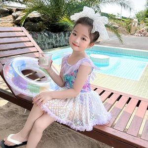 Nuovo costume intero da bambina <span class=keywords><strong>sirena</strong></span> estiva grazioso stile <span class=keywords><strong>principessa</strong></span> con gonna in garza in costumi da bagno di piccole dimensioni medie - Product Image 1