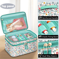 Sac de transport pour kits de couture double couche avec coussin à épingles de poignet Accessoires de couture Boîte de rangement et d'organisation
