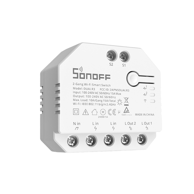 SONOFF DIY Wifi Smart Switch 2 Gang Dual R3 Module Power Metering EWeLink APP Remote Control Via Alexa Google Home Siri Voice