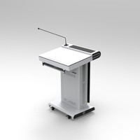 Pupitre de conférence en aluminium avec roulettes, microphone, écran de 21,5 pouces et écran double de 32 pouces