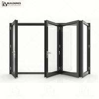 Porte pliante en aluminium avec revêtement en poudre anti-corrosion, porte pliante en aluminium imperméable pour maison en bord de mer