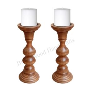 ชุดเชิงเทียนไม้มะม่วงสวยงาม2ชิ้นทำมือสำหรับตกแต่งงานแต่งงานและบ้าน - Product Image 5