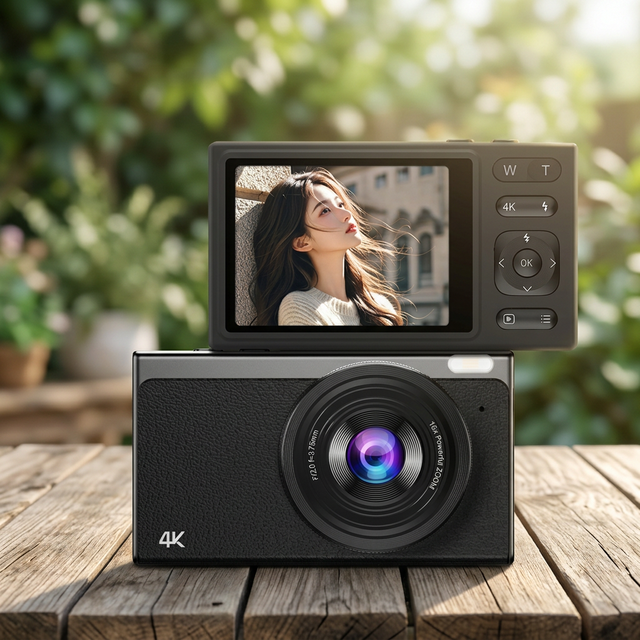 Portable Mini Digital Camera with 16X Zoom 48MP Photography 4K Video CCD Sensor Micro SD Card Dual Cameras with Selfie