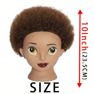 Tête <span class=keywords><strong>de</strong></span> mannequin en cheveux humains en gros, tête <span class=keywords><strong>de</strong></span> mannequin <span class=keywords><strong>de</strong></span> cosmétologie, tête d'entraînement, cheveux afro-américains, texture afro - Product Image 3
