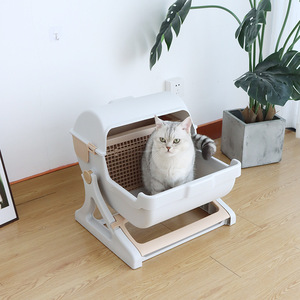 Semi-Automático Plástico Eco-friendly Cat <span class=keywords><strong>Litter</strong></span> Scoop <span class=keywords><strong>Box</strong></span> Quadrate 100L 4,65 kg Grande Tamanho Todas as Estações Semi-Fechado Pet Toilet - Product Image 4
