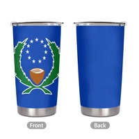 Gobelet isotherme en acier inoxydable de 20 oz, personnalisé avec le drapeau national de Pohnpei, idéal pour les trajets urbains longue distance, les pique-niques en bord de rivière ou au parc