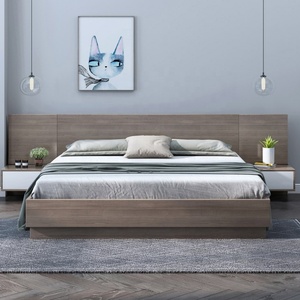 ชุดห้องนอนขนาดคิงไซส์ เฟอร์นิเจอร์ไม้หัวเตียงพร้อมลิ้นชักเก็บของเมลามีนแบบหรูหรา ขนาดควีนไซส์คู่ - Product Image 2