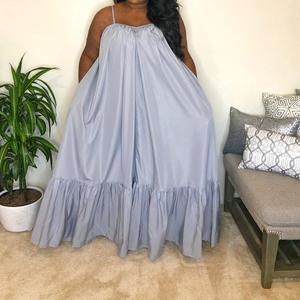 S-5XL 2022 Áo Dây Không Tay Màu Trơn Quần Áo Đi Biển Mùa Hè Cho Nữ ĐầM Maxi Dáng Rộng Ngoại Cỡ Xòe Xếp Tầng - Product Image 3