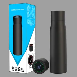 스마트 UV 빛 자동 청소 물 병 응용 프로그램을 마시는 알림 500ml led 디지털 온도 표시 316 스테인레스 스틸