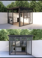 Véranda à toit rétractable automatique haut de gamme, maison en verre coulissante électrique pour terrasse de restaurant et balcon