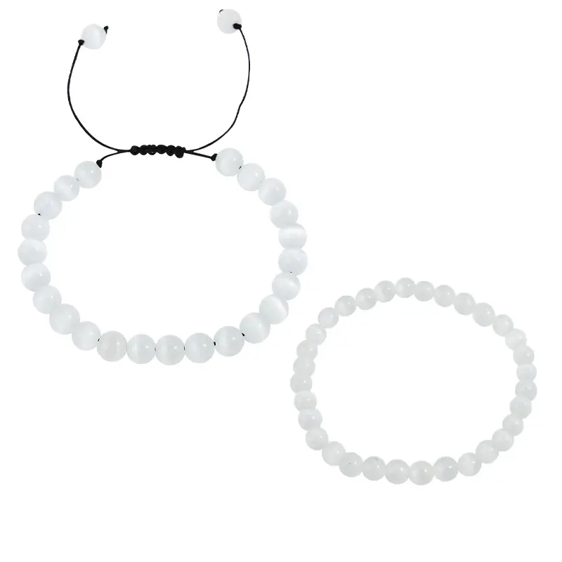 Populer Populer Antik Buatan Tangan Batu Alam Moonstone Beads Gelang Disesuaikan Wanita Set