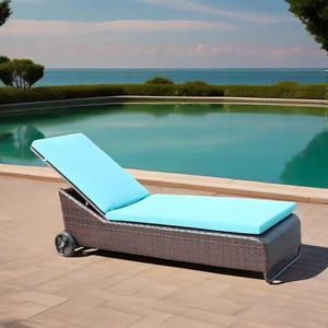 Chaise longue de jardin en aluminium et rotin, transat de <span class=keywords><strong>piscine</strong></span> pour villa et hôtel, chaise de détente pour cour et plage avec grandes roues - Product Image 2